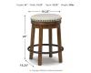 Ashley Furniture D546-124 Valebeck - UPH Swivel Stool  - Brown / Black