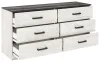 Ashley Furniture EB4121-131 Shawburn - Six Drawer Dresser - White / Black / Gray