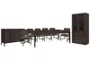 Pulaski Furniture P419240-KIT9 Pulaski Furniture P419240-KIT9 Modern Mosaic - Leg Dining Table With 6 Side Chairs, Sideboard And China Cabinet - Brown