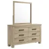 Coaster Fine Furniture 225103M Oakglen - 6-Drawer Bedroom Dresser And Mirror - Weathered Oak