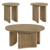 Coaster Fine Furniture 722938-S3 Adina - 3-Piece Round Coffee Table Set - Distressed Light Brown