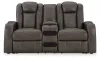 Ashley Furniture 3660218 Ashley Furniture 3660218 Fyne-Dyme - Power Reclining Loveseat with Console/Adj Hdrst - Shadow