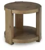 Ashley Furniture T553-6 Flangren - Round End Table - Light Brown