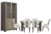 Pulaski Furniture P402230-KIT43 Pulaski Furniture P402230-KIT43 Anderson Park - Round Dining Table With 4 Klismos Dining Chairs, 2 Upholstered Arm Chairs And China Cabinet - Moose Trail / Frontier Brown