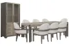 Pulaski Furniture P402240-KIT47 Pulaski Furniture P402240-KIT47 Anderson Park - Leg Dining Table With 8 Upholstered Host Chairs And China Cabinet - Moose Trail / Frontier Brown