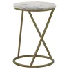 CoasterEssence 959562 Malthe - Round Marble Top Accent Side - White And Antique Gold