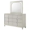 Coaster Fine Furniture 224953M Olivia - 6-Drawer Dresser And LED Mirror - Pearl White