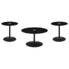 Coaster Fine Furniture 709688-S3 Ganso - 3 Piece Round Glass Top Coffee And End Table Set - Black