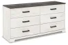 Ashley Furniture EB4121-131 Shawburn - Six Drawer Dresser - White / Black / Gray