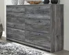 Ashley Furniture B221/31/35/58/56S/95/B100-14/91(2) Ashley Furniture B221/31/35/58/56S/95/B100-14/91(2) Baystorm - 8 Pc. - Dresser, Mirror, King Panel Bed with 2 Storage Drawers, 2 Nightstands - Gray