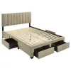 Coaster Fine Furniture 316010Q Wheatland - 4-Drawer Upholstered Queen Storage Bed - Light Brown