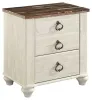 Ashley Furniture B267-92 Willowton - Two Drawer Night Stand - Brown / Beige / White