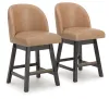 Ashley Furniture D618-324 Neymorton - Upholstered Swivel Faux Leather Barstool (Set of 2) - Dark Grayish Brown