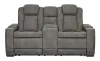 Ashley Furniture 2200418 Next-Gen Durapella - Power Reclining Loveseat with Console/Adj Headrest - Slate