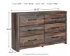 Ashley Furniture B211/31/36/46/57/92/B100-31 Drystan - 6 Pc. - Dresser, Mirror, Chest, Queen Panel Headboard, Nightstand, Bed Frame - Dark Gray
