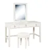 Samuel Lawrence Furniture S458-414 Bella White - Kids 3-Drawer Vanity Desk And Upholstered Stool Set - White