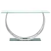 CoasterEssence 704989 Danville - U-Shaped Glass Top Entryway Console Table - Chrome