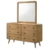 Coaster Fine Furniture 225093M Robyn - 6-Drawer Bedroom Dresser And Mirror - Light Ash