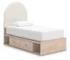 Ashley Furniture PCB1566B4 Ashley Furniture PCB1566B4 Arloster - Twin Upholstered Panel Bed With Side Storage Unit - Tan / White
