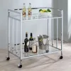 CoasterEssence 181382 Cara - 2-Tier Rectangular Glass Shelf Metal Bar Cart - Chrome
