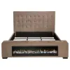 Coaster Fine Furniture 305811KW Senna - Upholstered California King Audio Flame Visualizer Bed - Brown