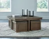 Ashley Furniture T738-20 Boardernest - Cocktail Table With 4 Stools (Set of 5) - Brown