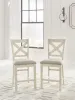 Ashley Furniture D642-124 Robbinsdale - Upholstered Barstool (Set of 2) - Antique White