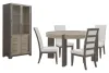 Pulaski Furniture P402230-KIT7 Pulaski Furniture P402230-KIT7 Anderson Park - Round Dining Table With 4 Upholstered Side Chairs And China Cabinet - Moose Trail / Frontier Brown