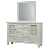 CoasterEssence 201303M Sandy Beach - 11-Drawer Dresser With Mirror - Cream White