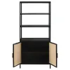 Coaster Fine Furniture 961651 Amherst - 3-Shelf Radio Weave Cane Metal Accent Cabinet - Black