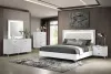 Coaster Fine Furniture 215791Q-S5 Cassia - 5 Piece Queen LED Bedroom Set - White High Gloss