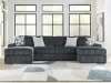 Ashley Furniture 98105S7 Ashley Furniture 98105S7 Midnight-Madness - 3-Piece Double Chaise Sectional - Gunmetal