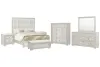Pulaski Furniture P269-BR-K1-KIT16 Pulaski Furniture P269-BR-K1-KIT16 Camila - Queen Upholstered Bed, 2 Nightstands, Drawer Dresser With Mirror, Door Chest And Bench - Creamy White