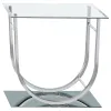CoasterEssence 704987 Danville - Square U-Shaped Glass Top Side End Table - Chrome