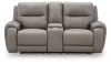 Ashley Furniture PCU1370018A Real Moments - Power Reclining Loveseat With Audio Seating - Ash