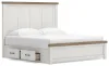 Ashley Furniture B4615B13 Ashley Furniture B4615B13 Savonport - King Panel Bed With Under Bed Storage Unit - White / Brown