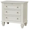 CoasterEssence 201302 Sandy Beach - 3-Drawer Nightstand - Cream White