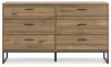 Ashley Furniture EB1866-231 Deanlow - Six Drawer Dresser - Honey