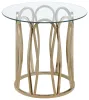 CoasterEssence 708057 Monett - Round Glass Top Side End Table - Chocolate Chrome