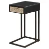 Coaster Fine Furniture 931631 Amherst - 1-Drawer Radio Weave Cane Metal Side Table - Black