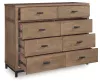 Benchcraft® B622/31/36/58/94/92(2) Benchcraft® B622/31/36/58/94/92(2) Tomtyn - 6 Pc. - Dresser, Mirror, California King Upholstered Bed, 2 Nightstands - Light Brown
