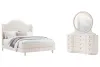Pulaski Furniture BP448-180KGC-KIT3 Pulaski Furniture BP448-180KGC-KIT3 Vivienne - California King Upholstered Panel Bed And Drawer Dresser With Mirror - Whisper White