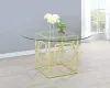 Coaster Fine Furniture 192641BG Starlight - Round Glass Top Metal Dining Table - Brass