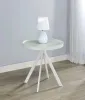 Coaster Fine Furniture 706257 Briggs - Round Marble Printed Glass Top End Side Table - White