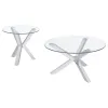 Coaster Fine Furniture 708128-S2 Kenzie - 2 Piece Round Coffee And End Table Set - Chrome