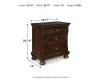 Ashley Furniture B697-92 Porter - Two Drawer Night Stand - Dark Brown