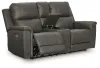 Ashley Furniture PCU1200018 Bleckley - Power Reclining Loveseat With Console / Adjustable Headrest - Anchor