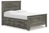 Ashley Furniture B4480/21/26/87/84/50/B100-12/92(2) Ashley Furniture B4480/21/26/87/84/50/B100-12/92(2) Frandern - 8 Pc. - Dresser, Mirror, Full Panel Bed With Storage, 2 Nightstands - Black / Gray