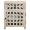 CoasterEssence 953569 August - 1-Drawer Trellis Pattern Storage Cabinet - White Washed