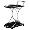 CoasterEveryday 910001 Elfman - 2-Tier Glass Shelf Metal Bar Cart - Black And Chrome